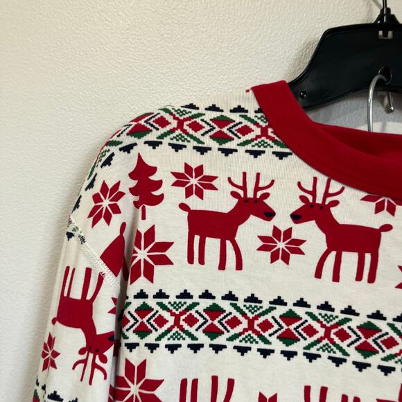 Hanna Andersson Organic Cotton Fair Isle Reindeer Holiday Pajama Set M - Picture 3 of 7